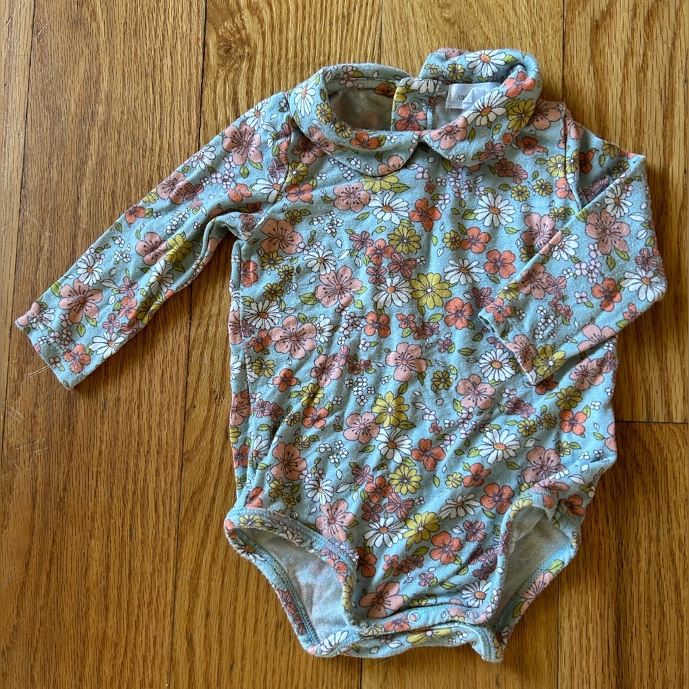 Angel Dear Pastel Floral Baby Outfit with Peter Pan Collar